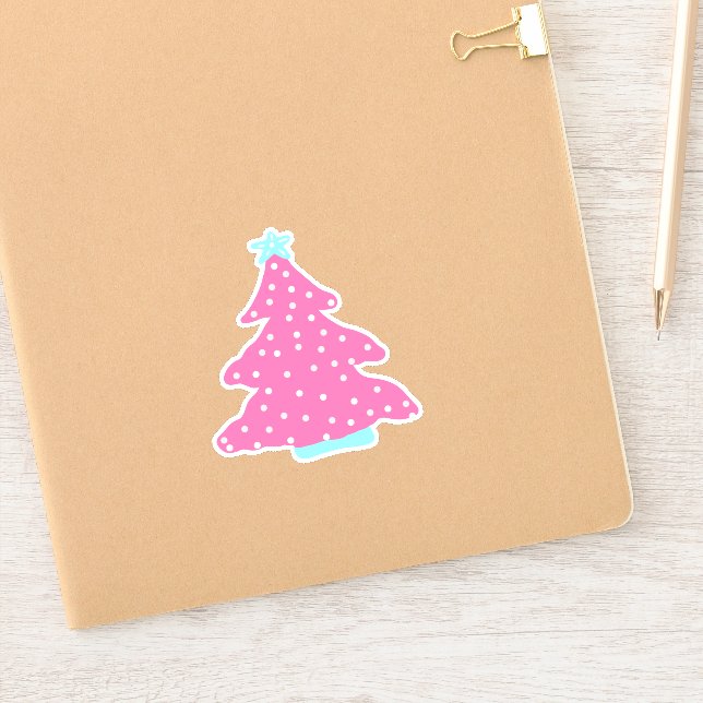Sticker Arbre de Noël rose contemporain (Carnet)
