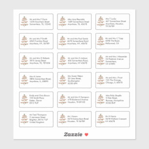 Sticker Arbre de Noël simple 18 Destinataires Adresses