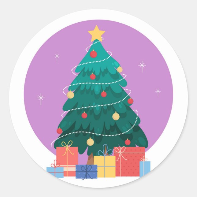Sticker Arbre de Noël - Sticker Rond (Devant)