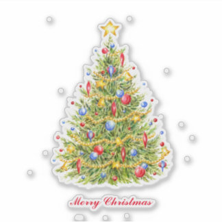 Sticker Arbre de Noël traditionnelSticker en vinyle coupé