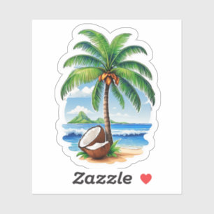 Sticker Arbre de noix de coco Île tropicale