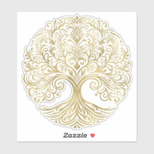 Sticker Arbre de Vie Crème et Or Mariage Celtique