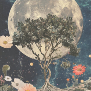 Sticker Arbre et fleurs de la lune