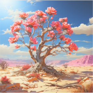 Sticker Arbre Fleur de Désert Paysage Surréaliste Radieux