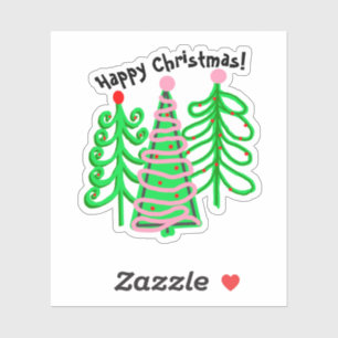 Sticker Arbres de Noël rose vert