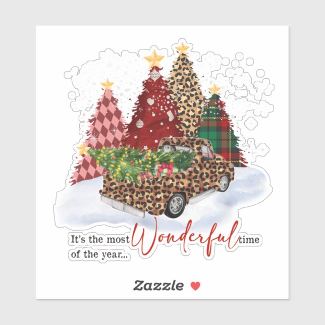 Sticker Arbres de Noël Saison des Fêtes Rétro (Feuille)