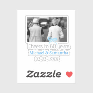 Sticker arc en argent félicite pour les 60 ans de mariage 