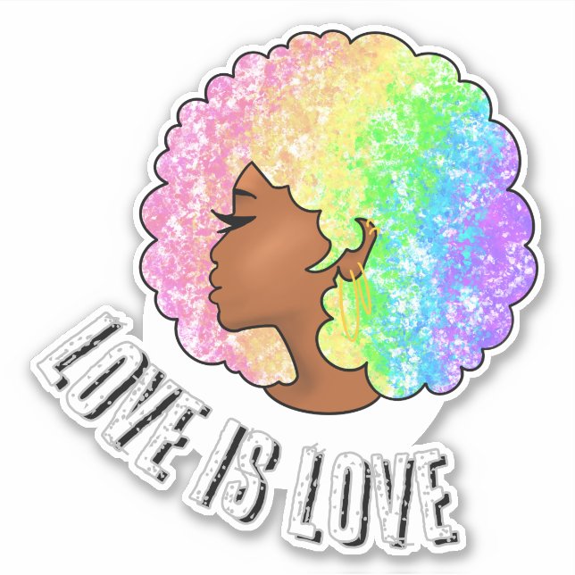 Sticker arc-en-ciel afro LGBTQ amour amour amour fierté fi (Devant)