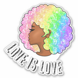 Sticker arc-en-ciel afro LGBTQ l'amour est l'amour fierté 