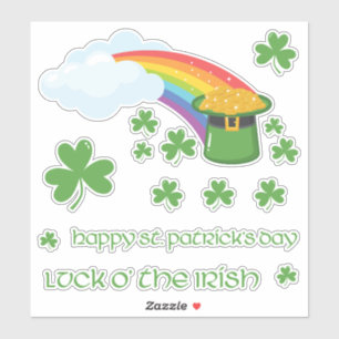 Sticker Arc-en-ciel de la Saint Patrick avec de l'or et du