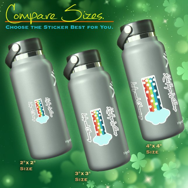 Sticker Arc-en-ciel Lucky avec feuille d'autocollants de n (Lucky and Charming Rainbow with 4-Leaf Clovers–Custom Sticker Sheet with Your Name)