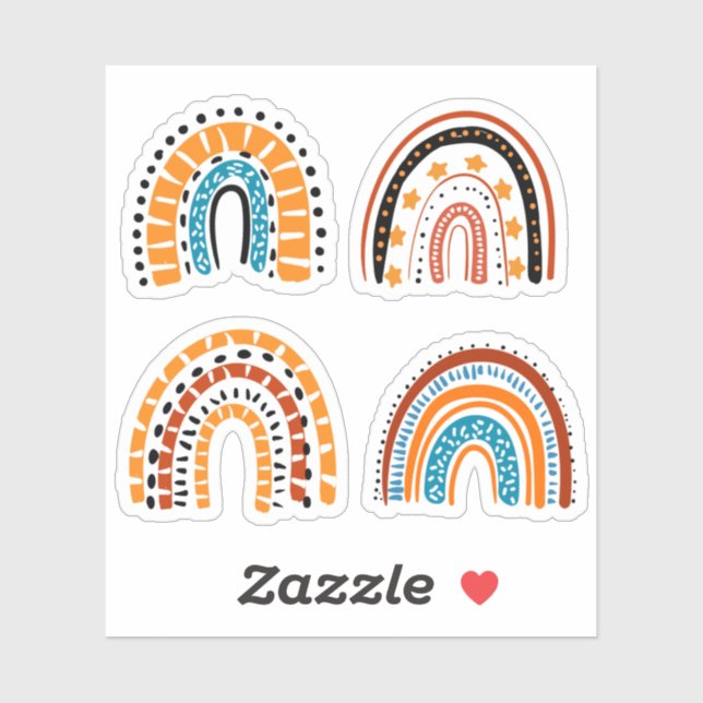 Sticker arc-en-ciel mignon (Feuille)