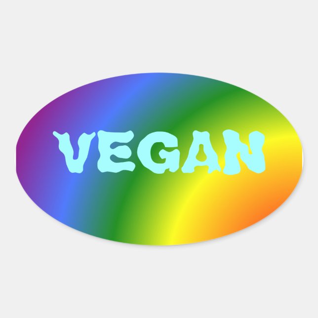 Sticker arc-en-ciel ovale Vegan (Devant)