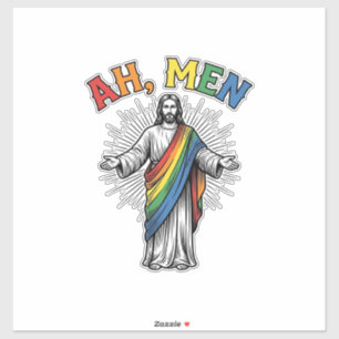 Sticker Arc-en-ciel religieux vintage Ah Men