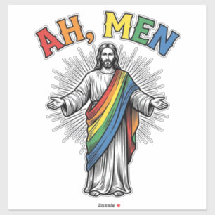 Sticker Arc-en-ciel religieux vintage Ah Men