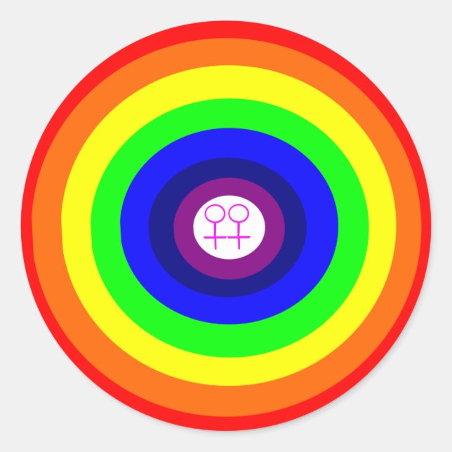 Sticker arc-en-ciel rond lesbiennes (Devant)