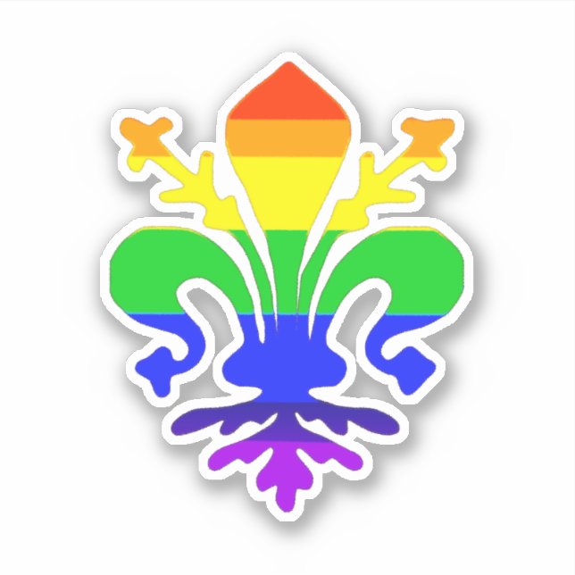 Sticker Arc-en-ciel stylisé Fleur de Lis (Devant)