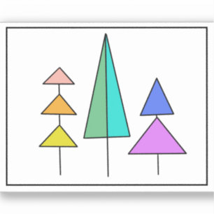 Sticker arc-en-ciel triangles modernes arbres design simpl