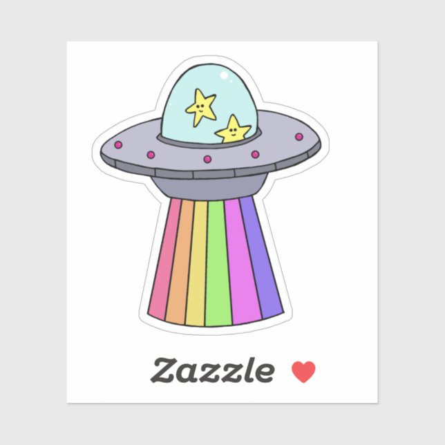 Sticker arc-en-ciel UFO mignon (Feuille)