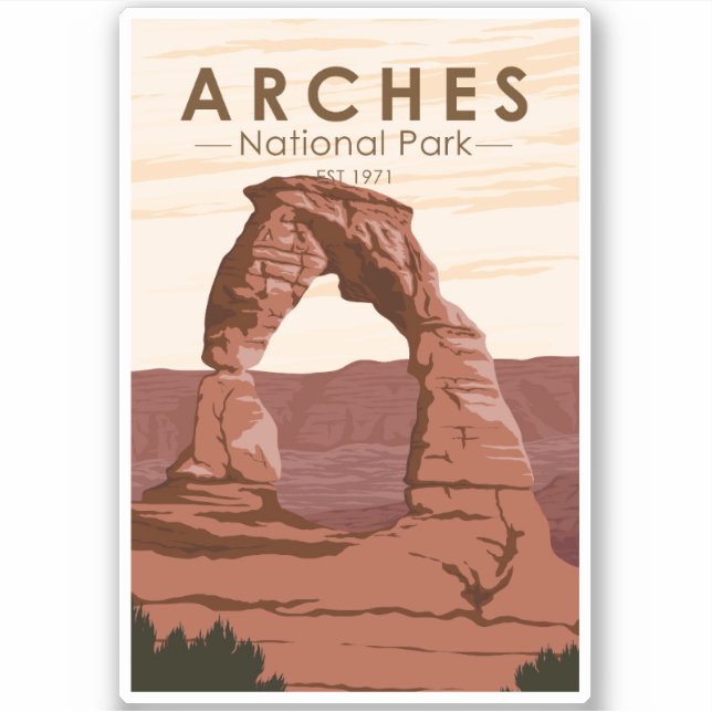 Sticker Arches Parc National Delicate Arc Vintage (Devant)