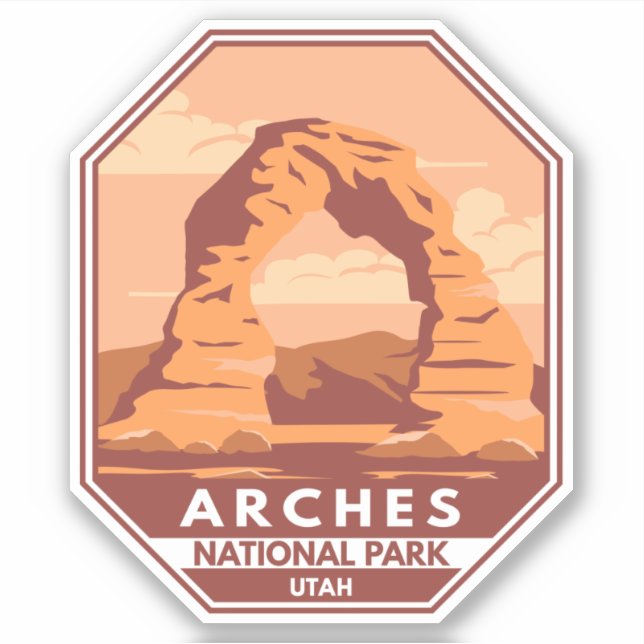 Sticker Arches Parc National Utah Delicate Arch Art Retro (Devant)