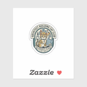 Sticker Architect Building Cat Cat Graphic Tee Art - Archi