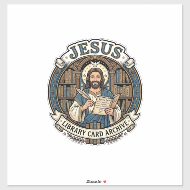 Sticker Archive de carte de bibliothèque Jésus Archive de  (Feuille)