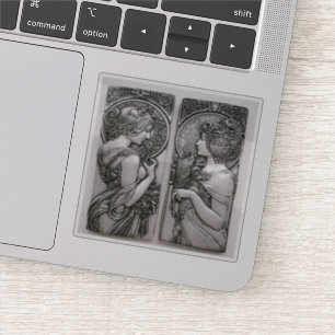 Sticker Argent, Art nouveau, design, femelles, Mucha, beau