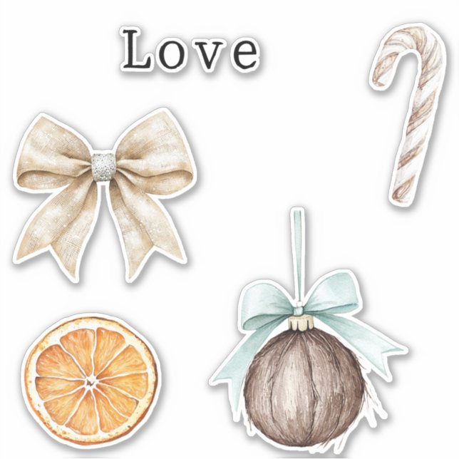 Sticker Argent Glam Bow Aimer Orange Sucre de canne de noi (Devant)