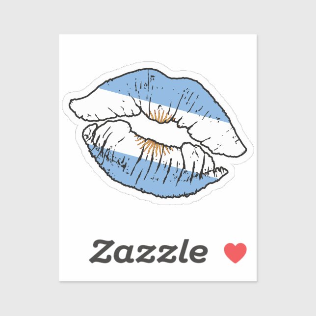 Sticker Argentine Drapeau d'amour du bâton de lèvres argen (Feuille)