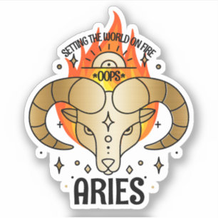 Sticker Aries ram astrologie zodiac signe de naissance per