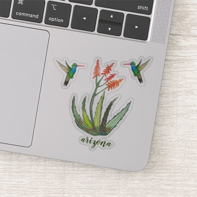 Sticker ARIZONA Aloe Vera Hummingbirds succulents fleurs (Détail)