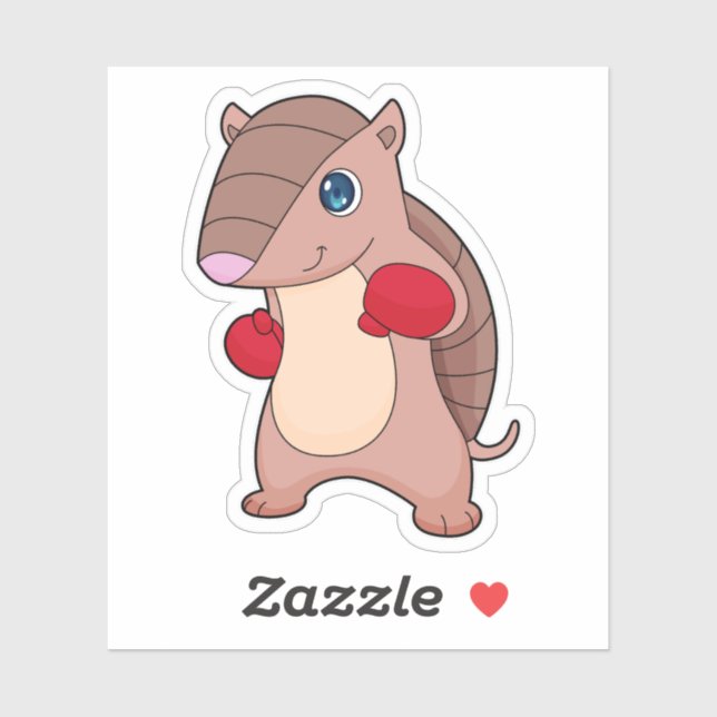 Sticker Armadillo Boxer Gants de boxe (Feuille)