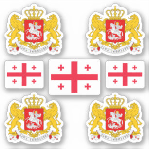 Sticker Armoiries de la Géorgie et chevalet de drapeau
