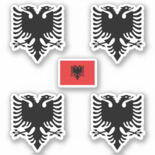 Sticker Armoiries de l'Albanie et chevalet de drapeau