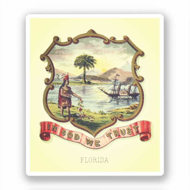 Sticker Armoiries de l'État de Floride (1876) (Recto)