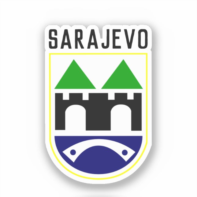 Sticker Armoiries de Sarajevo, Bosnie-Herzégovine (Recto)