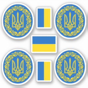 Sticker Armoiries et bâton de drapeau ukrainiens