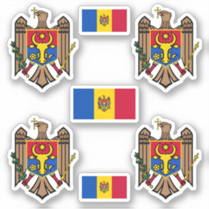 Sticker Armoiries moldaves et chevalet de drapeau