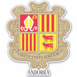 Sticker Armoiries Nationales D'Andorre Patriotique