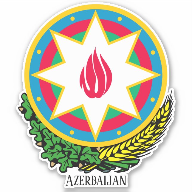 Sticker Armoiries Nationales De L'Azerbaïdjan Patriotique (Devant)