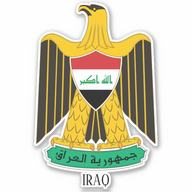 Sticker Armoiries Nationales De L'Iraq Patriotique (Devant)
