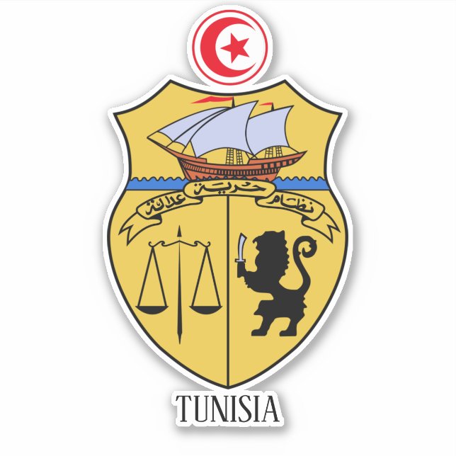 Sticker Armoiries Nationales De Tunisie Patriotique (Devant)
