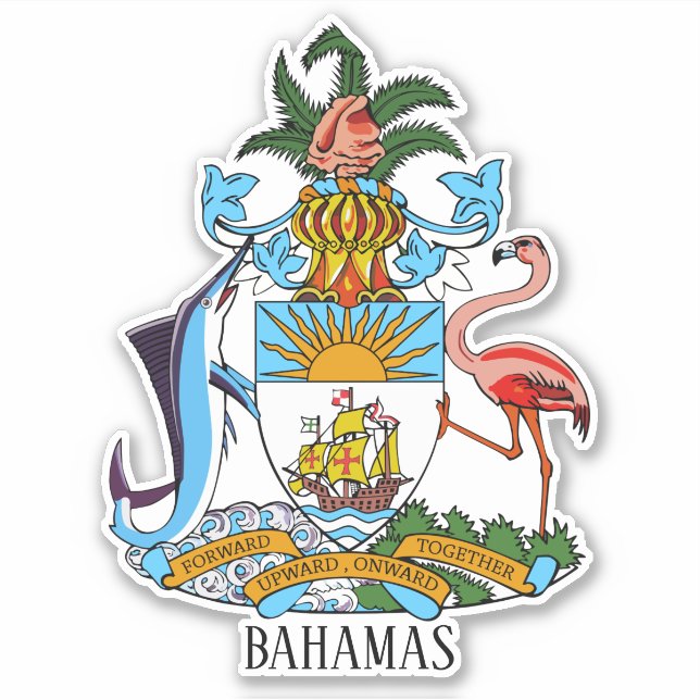 Sticker Armoiries Nationales Des Bahamas Patriotique (Devant)
