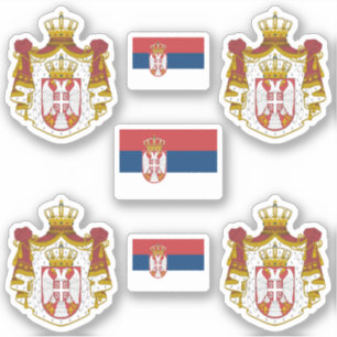Sticker Armoiries serbes et chevalet de drapeau