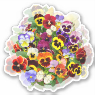 Sticker Arrangement de Pansy avec Contour des Papillons