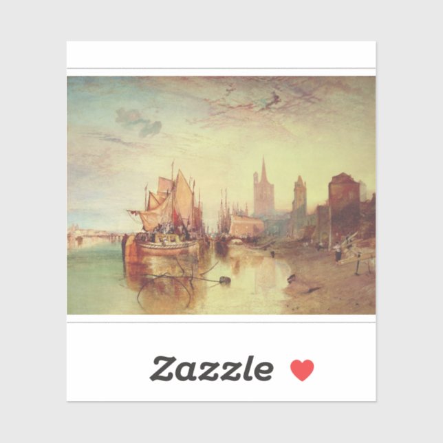 Sticker Arrivée d'un bateau à vapeur par Joseph Turner (Feuille)