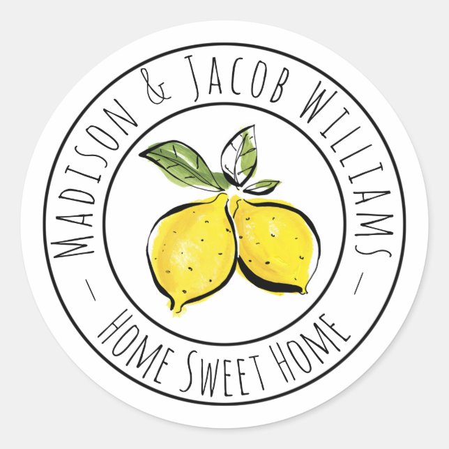 Sticker Arrondi Classique Citron Couples (Devant)