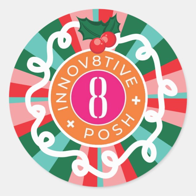 Sticker Arrondi Classique de Noël de Posh (Devant)