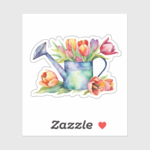 Sticker Arrosage en aquarelle avec Fleurs de tulipes